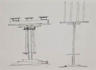 Fritz Wotruba, Entwürfe für Kerzenleuchter, 1966, Tusche mit Feder auf Papier, Blattmaße: 20 × …