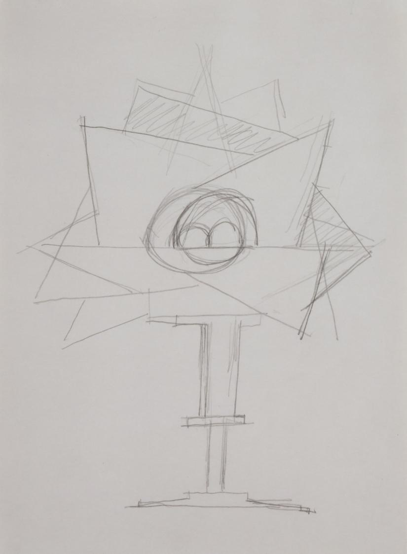 Fritz Wotruba, Entwurf für eine Monstranz, undatiert, Bleistift auf Papier, Blattmaße: 28,8 × 2…