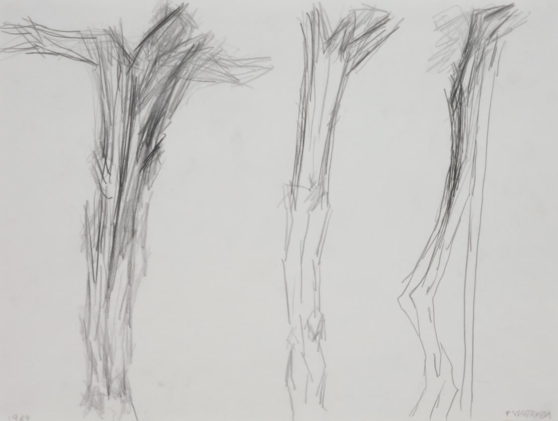 Fritz Wotruba, Studien für ein Kruzifix, 1969, Bleistift auf Papier, Blattmaße: 29,9 × 39,8 cm,…