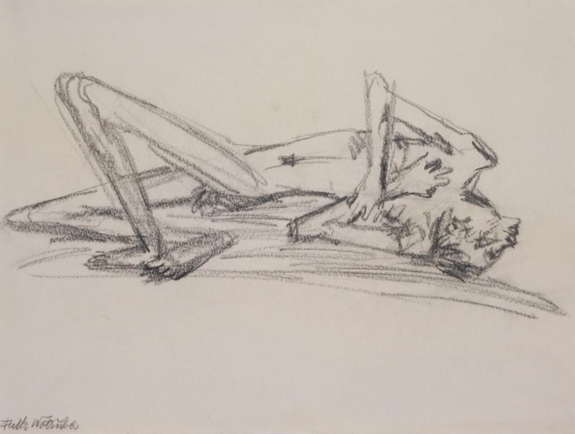 Fritz Wotruba, Schlachtopfer, um 1933, Kohlenstift auf Papier, Blattmaße: 30 × 40 cm, Belvedere…