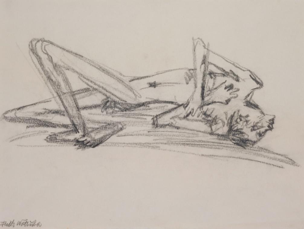Fritz Wotruba, Schlachtopfer, um 1933, Kohlenstift auf Papier, Blattmaße: 30 × 40 cm, Belvedere…
