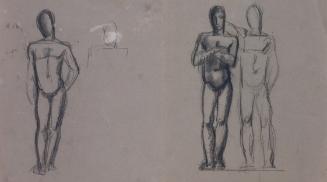 Fritz Wotruba, Drei Figuren, undatiert, Kohlenstift und Bleistift auf Papier
, Blattmaße: 35,2…