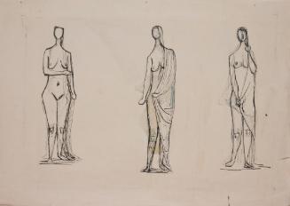Fritz Wotruba, Verhüllte, 1946–1947, Tusche und Tinte mit Feder auf Papier
, Blattmaße: 43,3 ×…