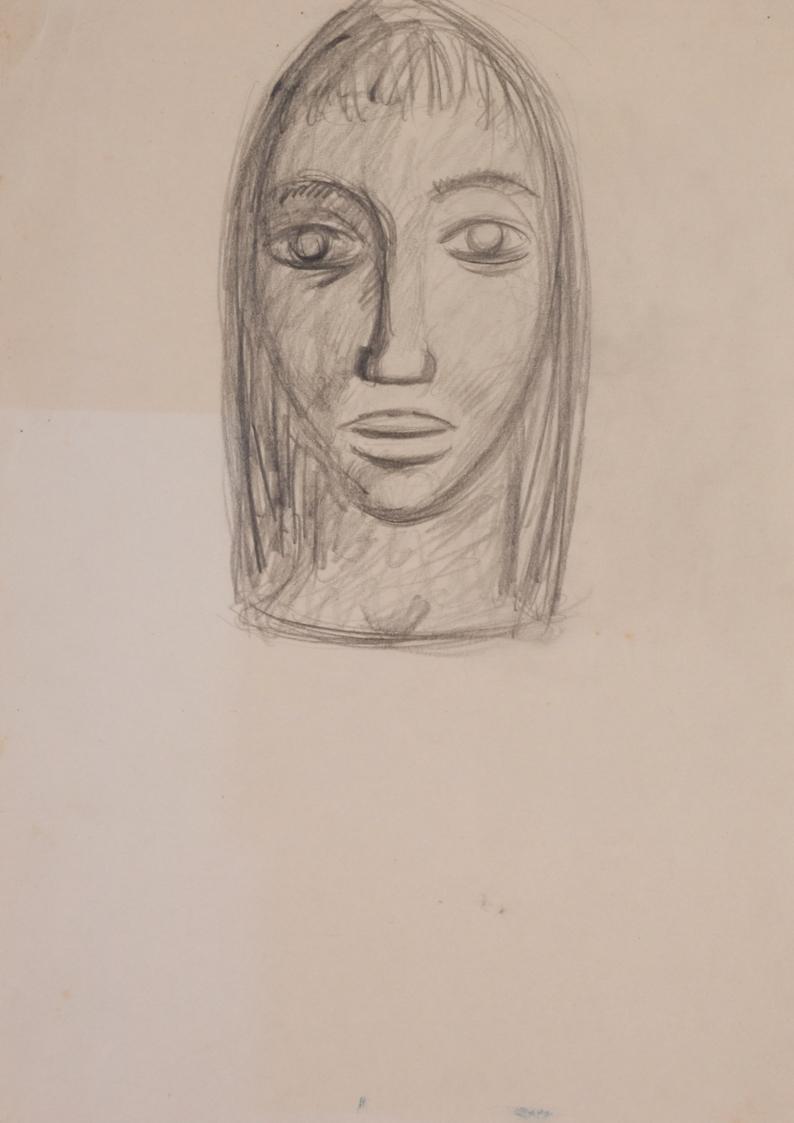 Fritz Wotruba, Kopf, undatiert, Bleistift auf Papier, Blattmaße: 42,2 × 29,9 cm, Belvedere, Wie…