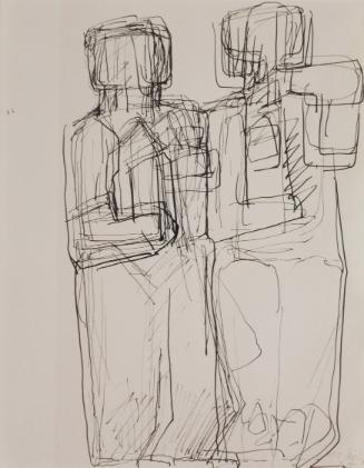 Fritz Wotruba, Zwei Figuren, 1952, Tusche mit Feder auf Papier, Blattmaße: 26,9 × 20,9 cm, Belv…