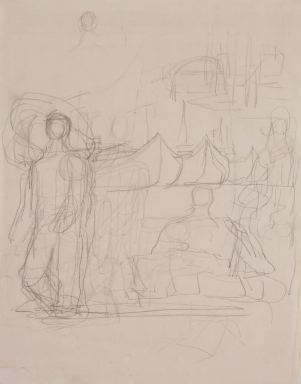 Fritz Wotruba, Skizzenblatt, undatiert, Bleistift auf Papier, Blattmaße: 49 × 38,7 cm, Belveder…