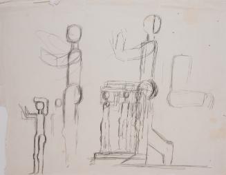 Fritz Wotruba, Figuren. Skizzen für ein Relief, 1957, Bleistift auf Papier, Blattmaße: 49,2 × 6…