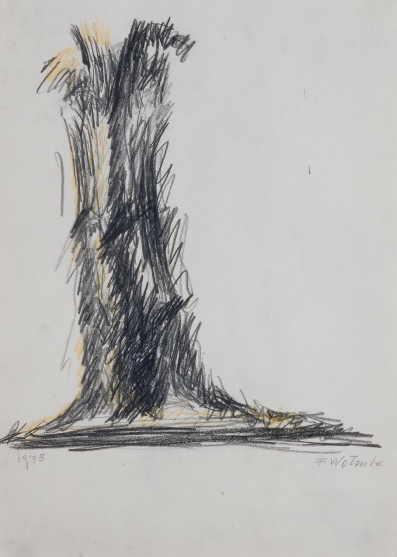 Fritz Wotruba, Figur, 1973, Bleistift und Buntstift auf Papier, Blattmaße: 34,2 × 24,2 cm, Belv…