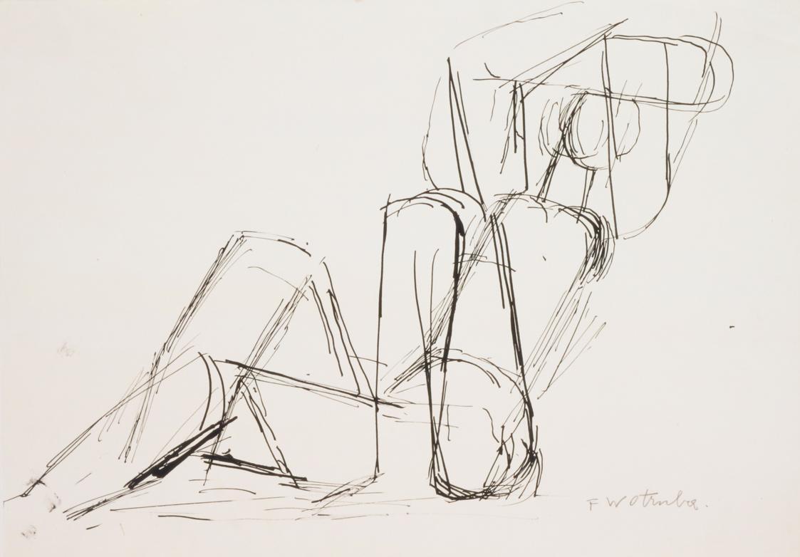 Fritz Wotruba, Liegende Figur, undatiert, Tusche mit Feder auf Papier, Blattmaße: 29,8 × 41,9 c…