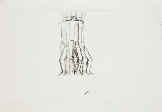 Fritz Wotruba, Entwurf für Sondermarke "30 Jahre Zweite Republik", 1974, Tusche mit Feder auf P…