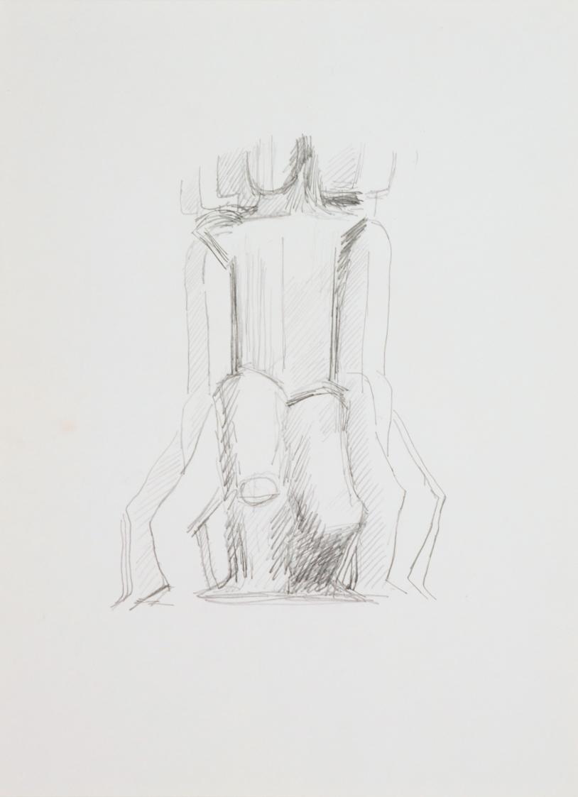 Fritz Wotruba, Entwurf für Sondermarke "30 Jahre Zweite Republik", 1974, Bleistift auf Papier, …
