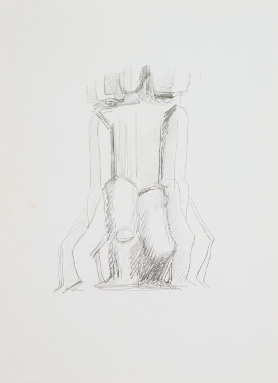 Fritz Wotruba, Entwurf für Sondermarke "30 Jahre Zweite Republik", 1974, Bleistift auf Papier, …