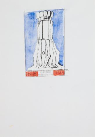 Fritz Wotruba, Entwurf für die 1975 edierte Sondermarke "30 Jahre Zweite Republik", 1974, Tusch…