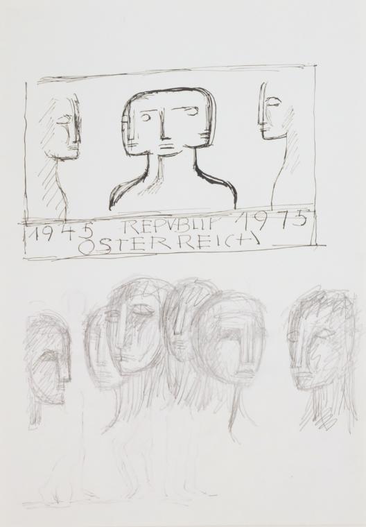 Entwurf für die 1975 edierte Sondermarke "30 Jahre Zweite Republik"