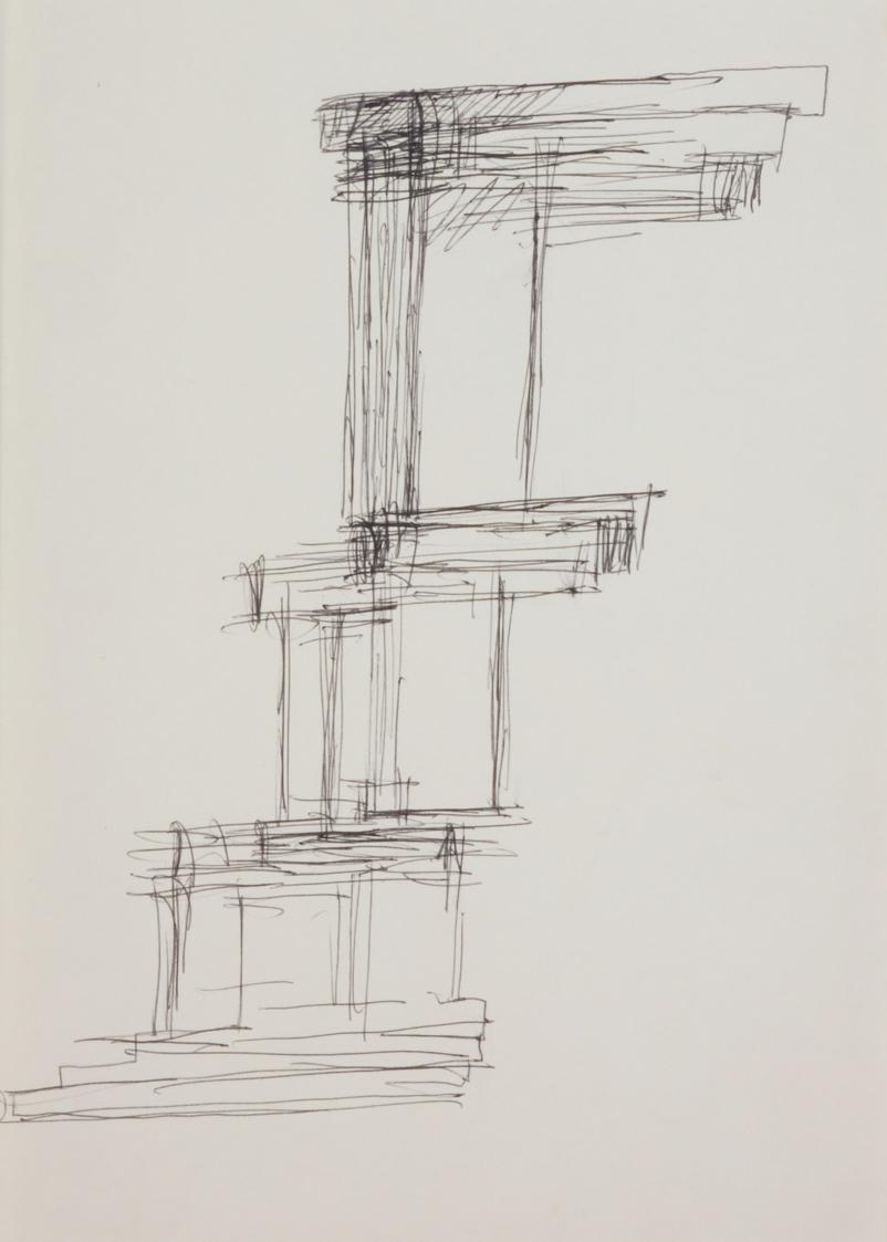 Fritz Wotruba, Entwurf für ein Denkmal für Stuttgart, 1965, Kugelschreiber (schwarz) auf Papier…