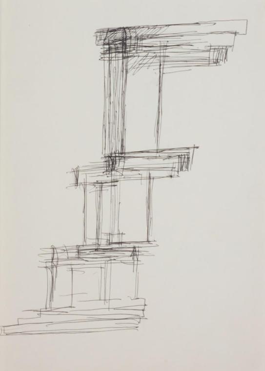Fritz Wotruba, Entwurf für ein Denkmal für Stuttgart, 1965, Kugelschreiber (schwarz) auf Papier…