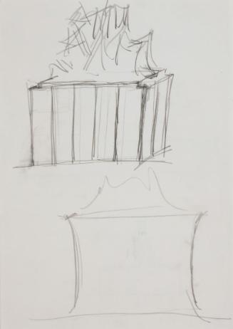 Fritz Wotruba, Entwürfe für das Denkmal für Richard Wagner in Mainz, 1969, Bleistift auf Papier…