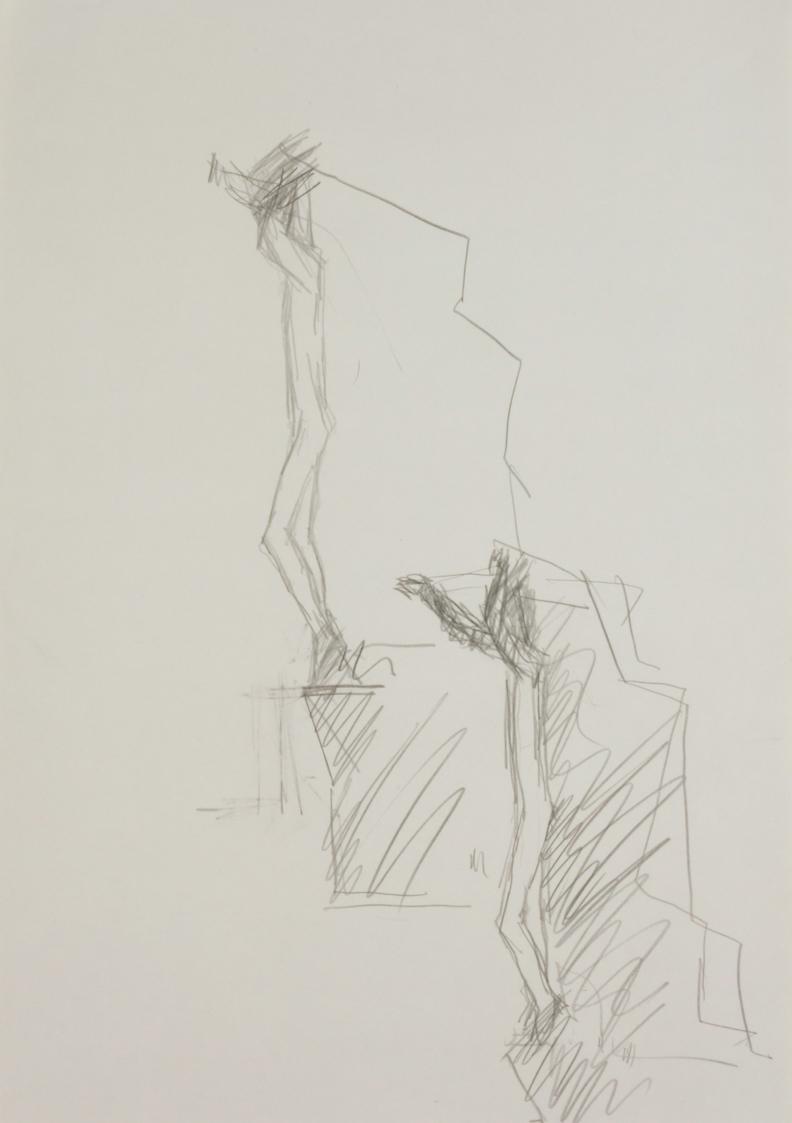 Fritz Wotruba, Entwurf für ein Denkmal für Stuttgart, 1965, Bleistift auf Papier, Blattmaße: 59…