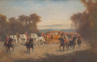 Alexander von Bensa, Prunkwagen bei Schönbrunn, undatiert, Öl auf Holz, 26 × 39,5 cm, Belvedere…