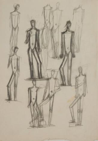 Fritz Wotruba, Mehrere Stehende, undatiert, Bleistift auf Papier
, Blattmaße: 29,6 × 21 cm, Be…