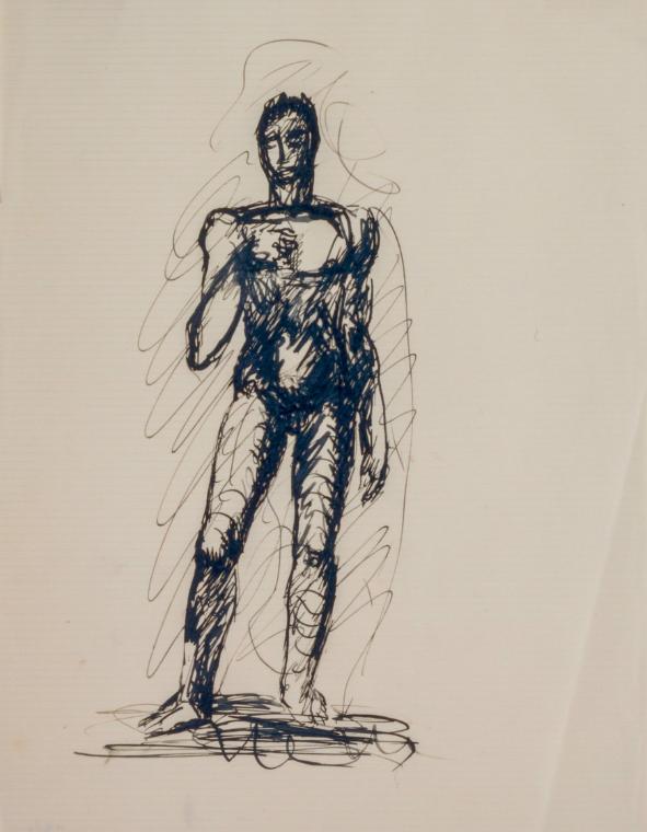 Fritz Wotruba, Stehender, undatiert, Tusche mit Feder auf Papier
, Blattmaße: 28,1 × 21,6 cm, …