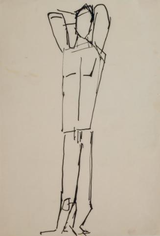 Fritz Wotruba, Figur, undatiert, Tusche mit Feder auf Papier
, Blattmaße: 29,6 × 20,8 cm, Belv ...