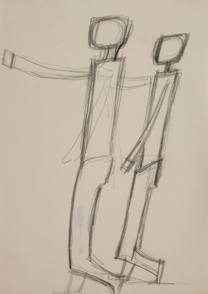 Fritz Wotruba, Zwei gehende Figuren, undatiert, Bleistift auf Papier
, Blattmaße: 29,8 × 20,8 …
