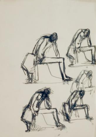 Fritz Wotruba, Mehrere Figuren, gebeugt, undatiert, Tinte mit Feder auf Papier
, Blattmaße: 29…