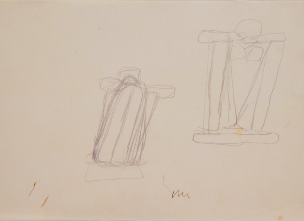 Fritz Wotruba, Hockende Figur, undatiert, Kopierstift auf Papier
, Blattmaße: 20,9 × 29,6 cm, …