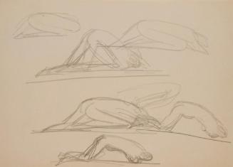 Fritz Wotruba, Mehrere Figuren, kauernd, undatiert, Bleistift auf Papier
, Blattmaße: 21 × 29,…