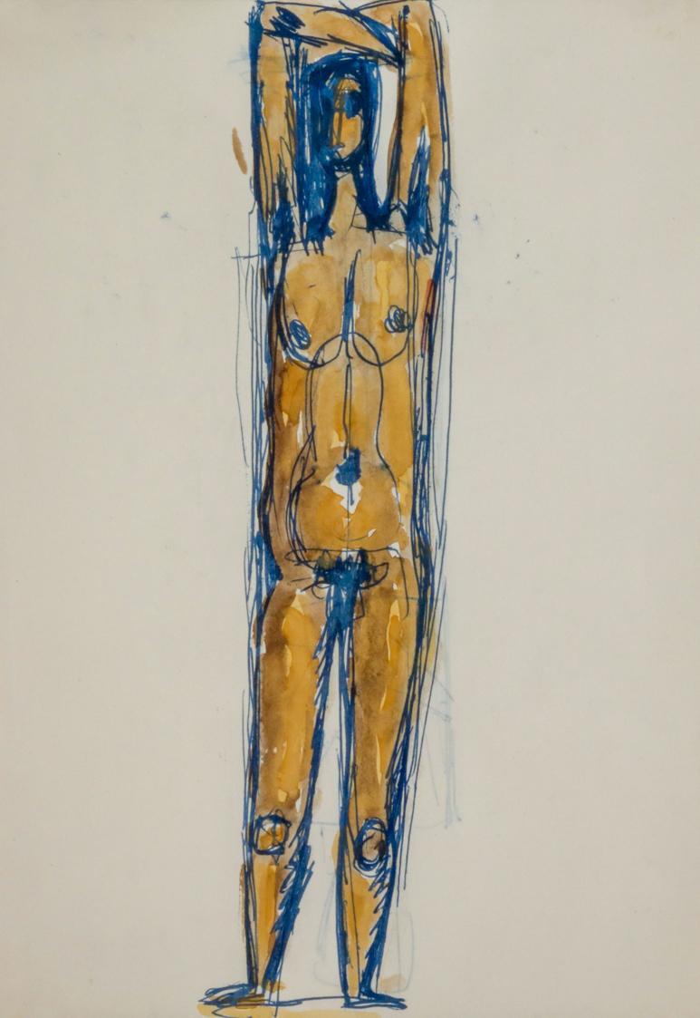 Fritz Wotruba, Stehende Figur, undatiert, Tinte mit Feder, Aquarell auf Papier
, Blattmaße: 29…