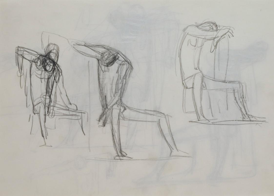 Fritz Wotruba, Sitzende Figuren, 1944, Bleistift auf Papier, Blattmaße: 21 × 29,8 cm, Belvedere…