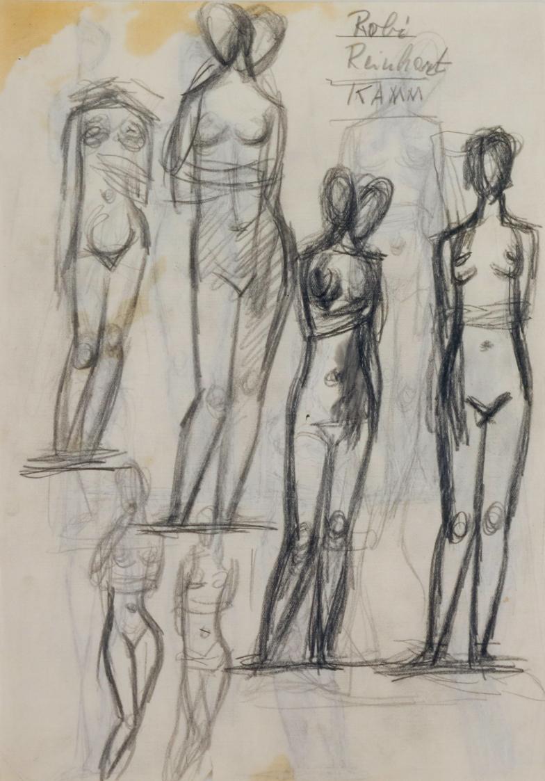 Fritz Wotruba, Stehende weibliche Figuren, um 1943, Bleistift auf Papier, Blattmaße: 29,8 × 21 …