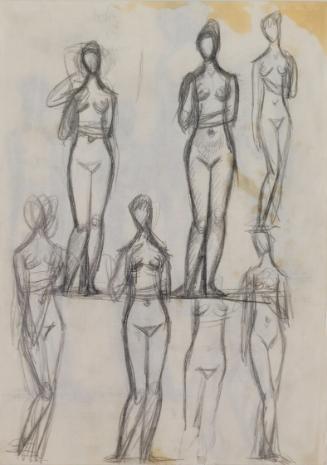 Fritz Wotruba, Stehende weibliche Figuren, 1948, Bleistift auf Papier, Blattmaße: 29,8 × 21 cm,…