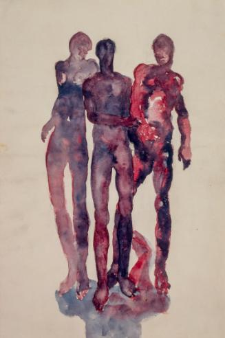 Fritz Wotruba, Zwei Jünglinge, ein Mädchen, 1929, Aquarell über Bleistift auf Papier
, Blattma…