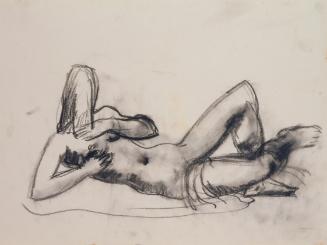 Fritz Wotruba, Liegende weibliche Figur, 1928, Schwarze Pastellkreide auf Papier
, Blattmaße: …