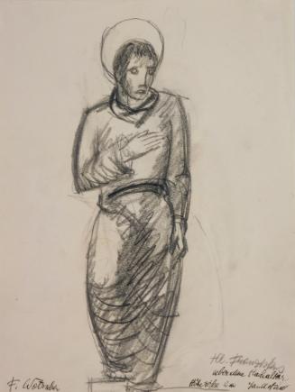 Fritz Wotruba, Hl. Franziskus
 (Entwurf für eine skulpturale Kirchenausstattung), 1933, Bleisti…