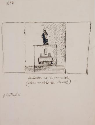 Fritz Wotruba, Entwurf für eine skulpturale Kirchenausstattung, 1933, Tusche mit Feder über Ble…