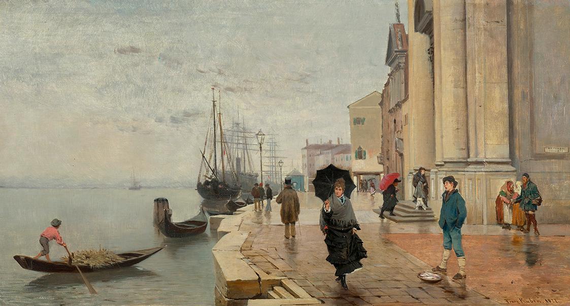 Franz Leo Ruben, Motiv aus Venedig, 1877, Öl auf Holz, 34 x 63 cm, Belvedere, Wien, Inv.-Nr. 35…