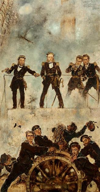 Anton Romako, Tegetthoff in der Seeschlacht bei Lissa I, 1878-1880, Öl auf Holz, 86,5 x 47,5 cm…