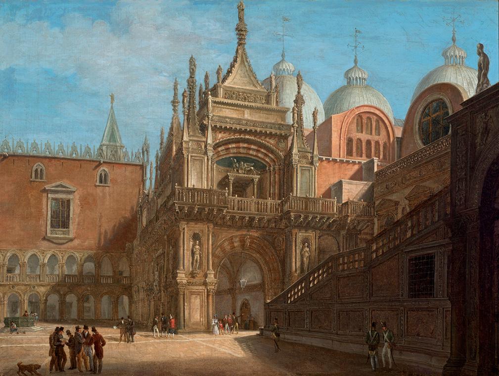 Tranquillo Orsi, Der Hof des Dogenpalastes, 1805/1814, Öl auf Leinwand, 58 x 77,5 cm, Belvedere…