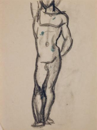 Fritz Wotruba, Figur, undatiert, Schwarze Pastellkreide auf Papier, Blattmaße: 32 × 24 cm, Belv…