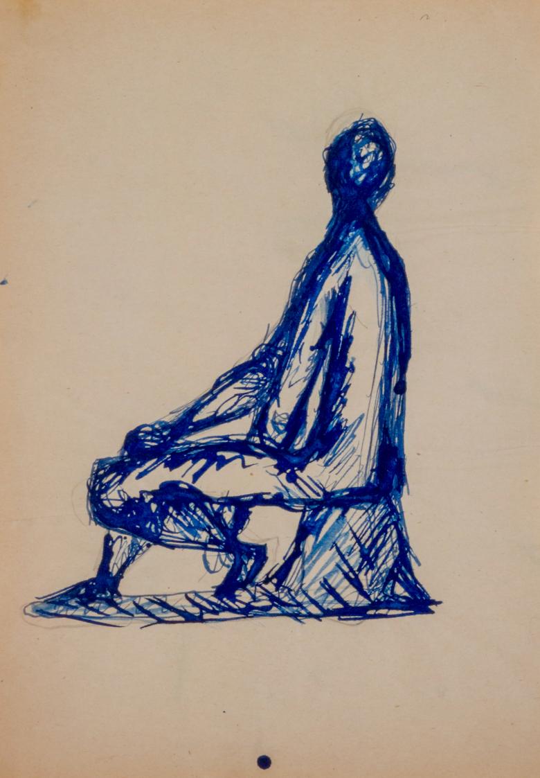 Fritz Wotruba, Figur, sitzend, 1945, Tinte mit Feder und Pinsel auf Papier
, Blattmaße: 29,6 ×…