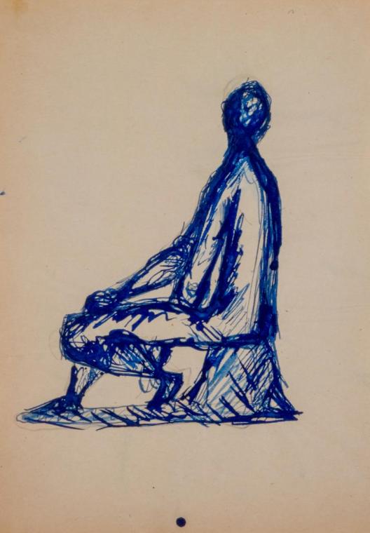 Fritz Wotruba, Figur, sitzend, 1945, Tinte mit Feder und Pinsel auf Papier
, Blattmaße: 29,6 ×…