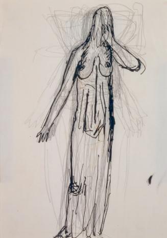 Fritz Wotruba, Weibliche Figur, um 1945, Kopierstift, Tusche, Feder auf Papier
, Blattmaße: 29…