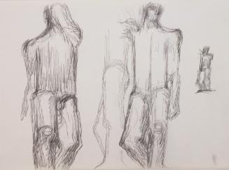 Fritz Wotruba, Drei Figuren und ein Torso, 1974–1975, Bleistift auf Papier
, Blattmaße: 24 × 3…