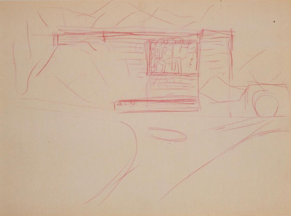 Situationsskizze des Tauernkraftwerks Kaprun mit einem Relief-Entwurf für ein Mahnmal für die Limbergsperrmauer