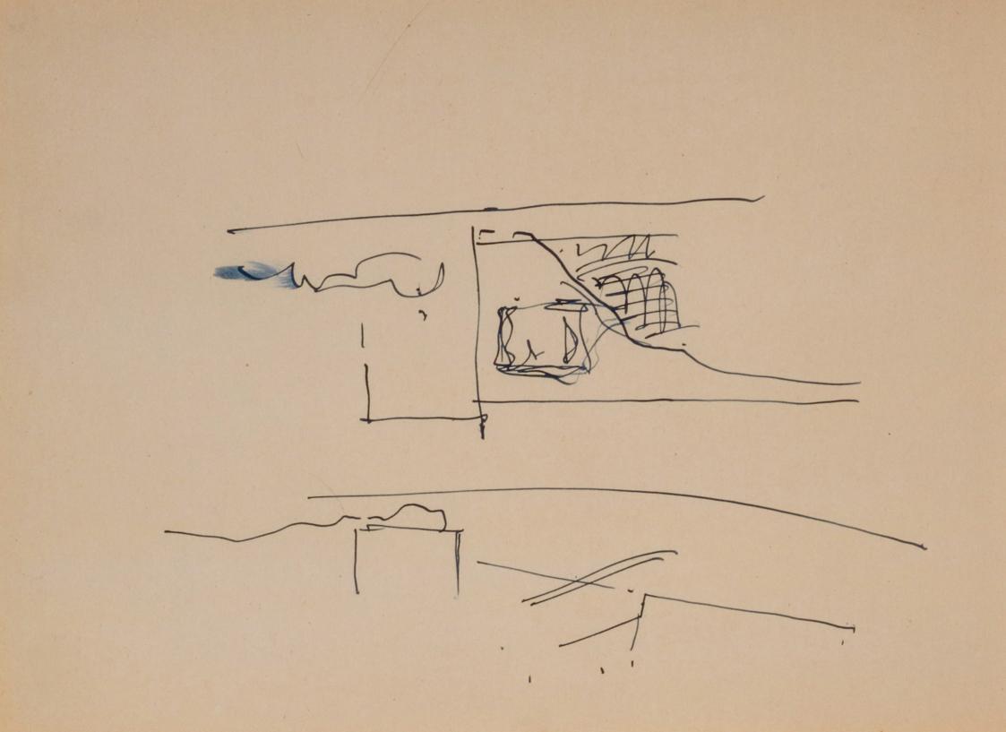 Situationsskizze des Tauernkraftwerks Kaprun mit einem Relief-Entwurf für ein Mahnmal für die Limbergsperrmauer