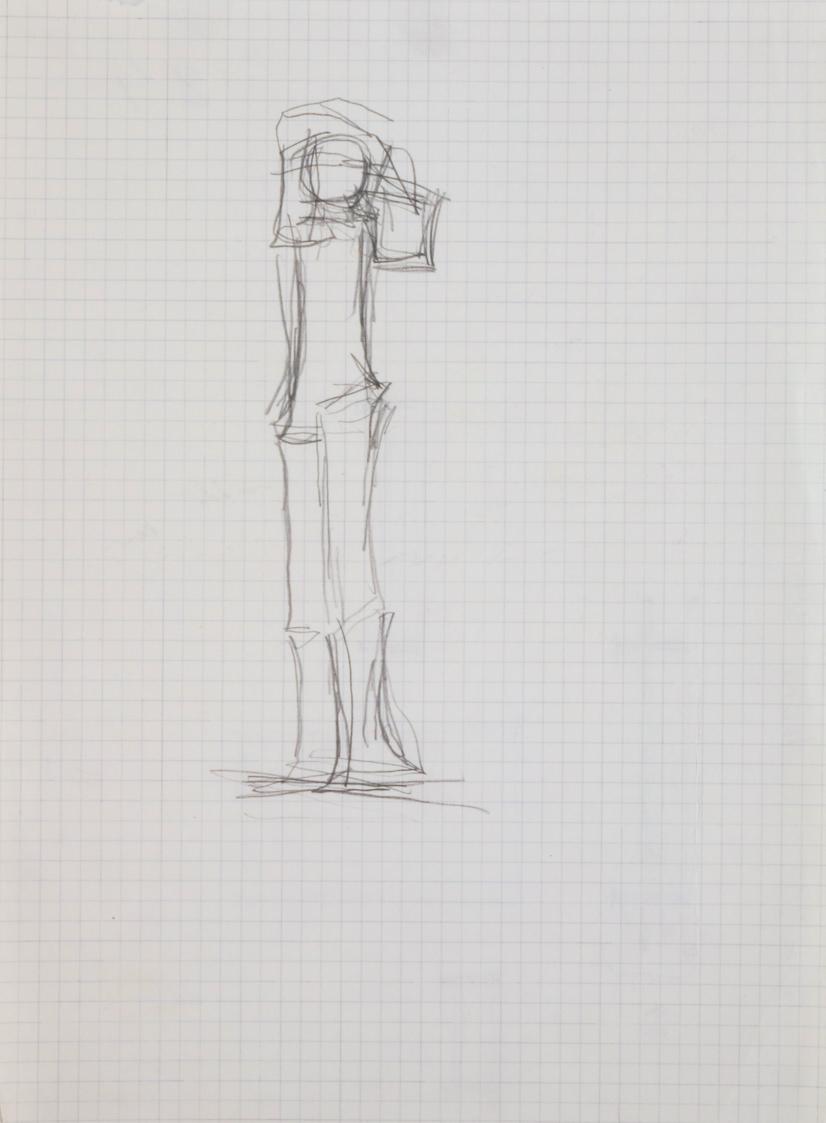 Fritz Wotruba, Figur, 1958, Bleistift auf Papier
, Blattmaße: 28,5 × 21 cm, Belvedere, Wien, I…