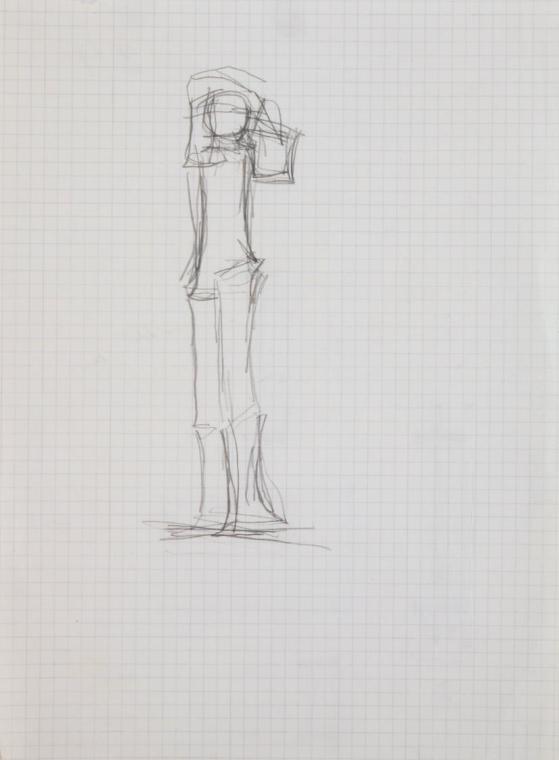 Fritz Wotruba, Figur, 1958, Bleistift auf Papier
, Blattmaße: 28,5 × 21 cm, Belvedere, Wien, I…